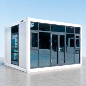 Oficina desmontable con frente de vidrio